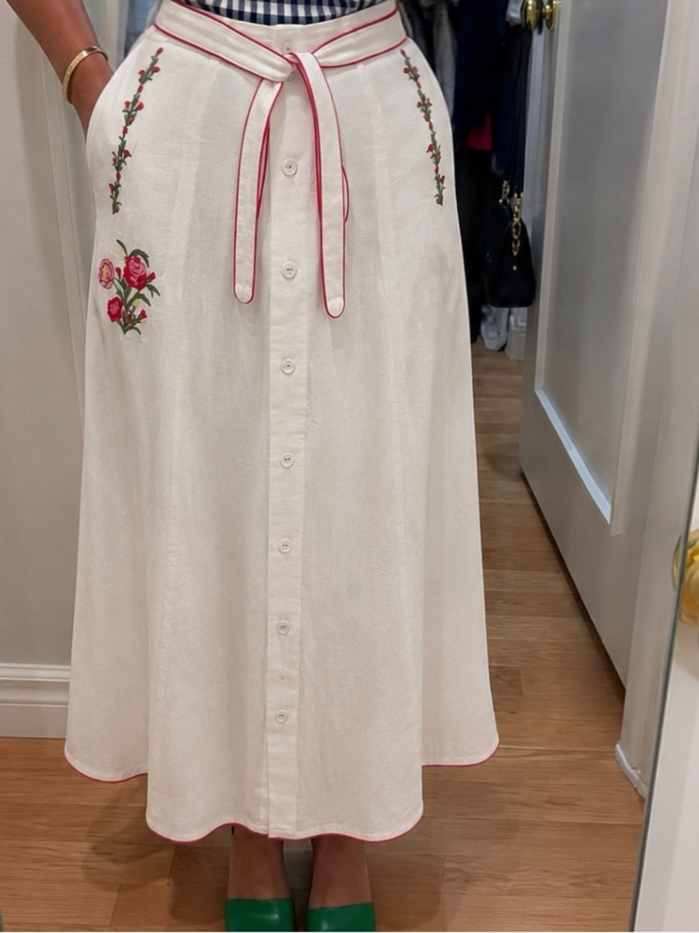ASOS Pink Floral Print Midi Skirt - Picture 5 of 6